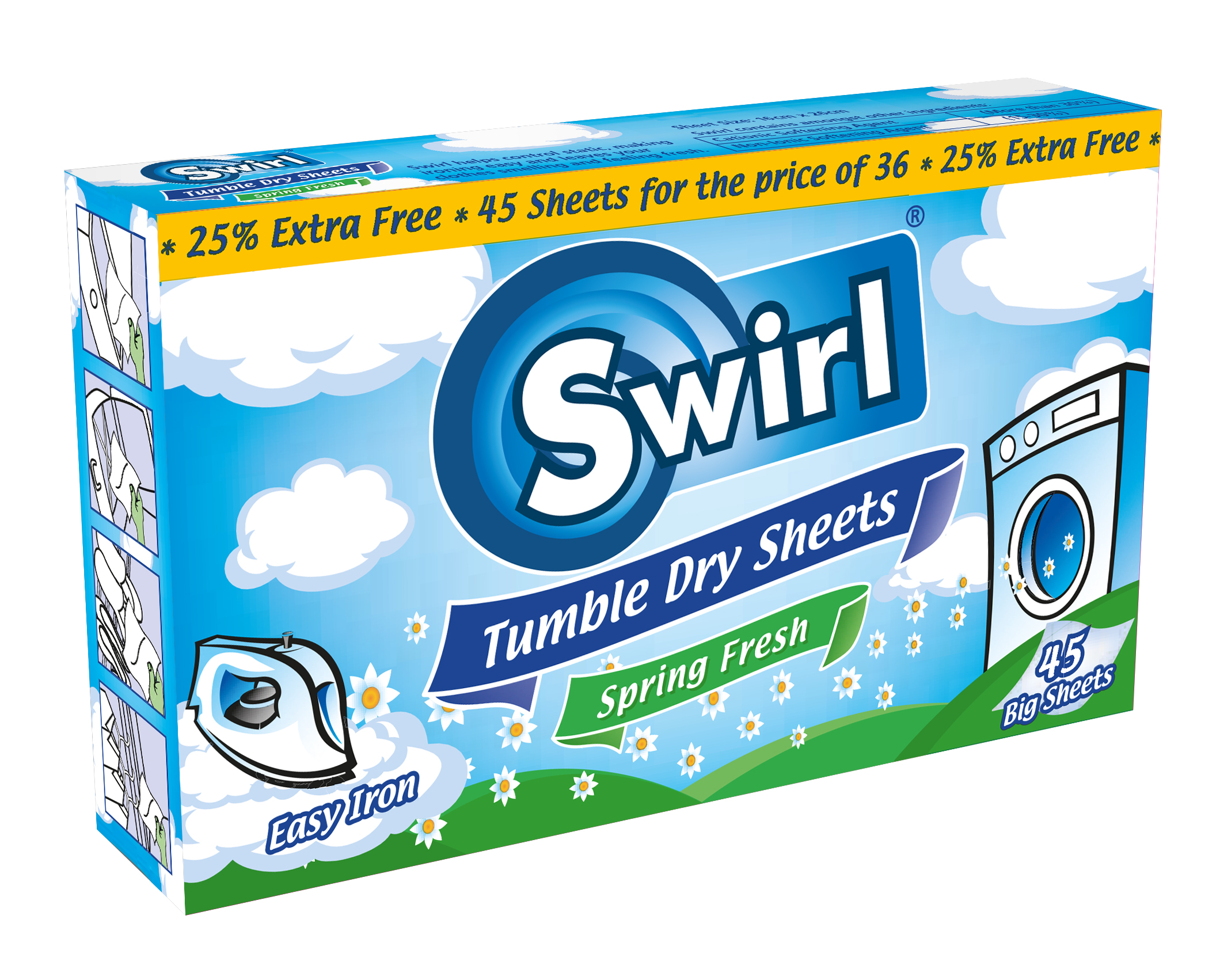 Swirl tumble dry sheets